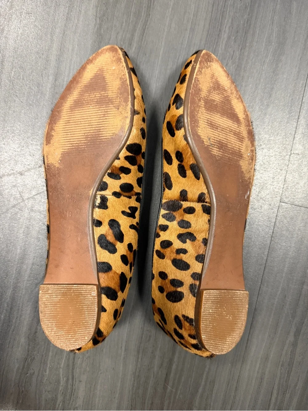 Madewell Leopard Print Pointed Toe calf hair Flats